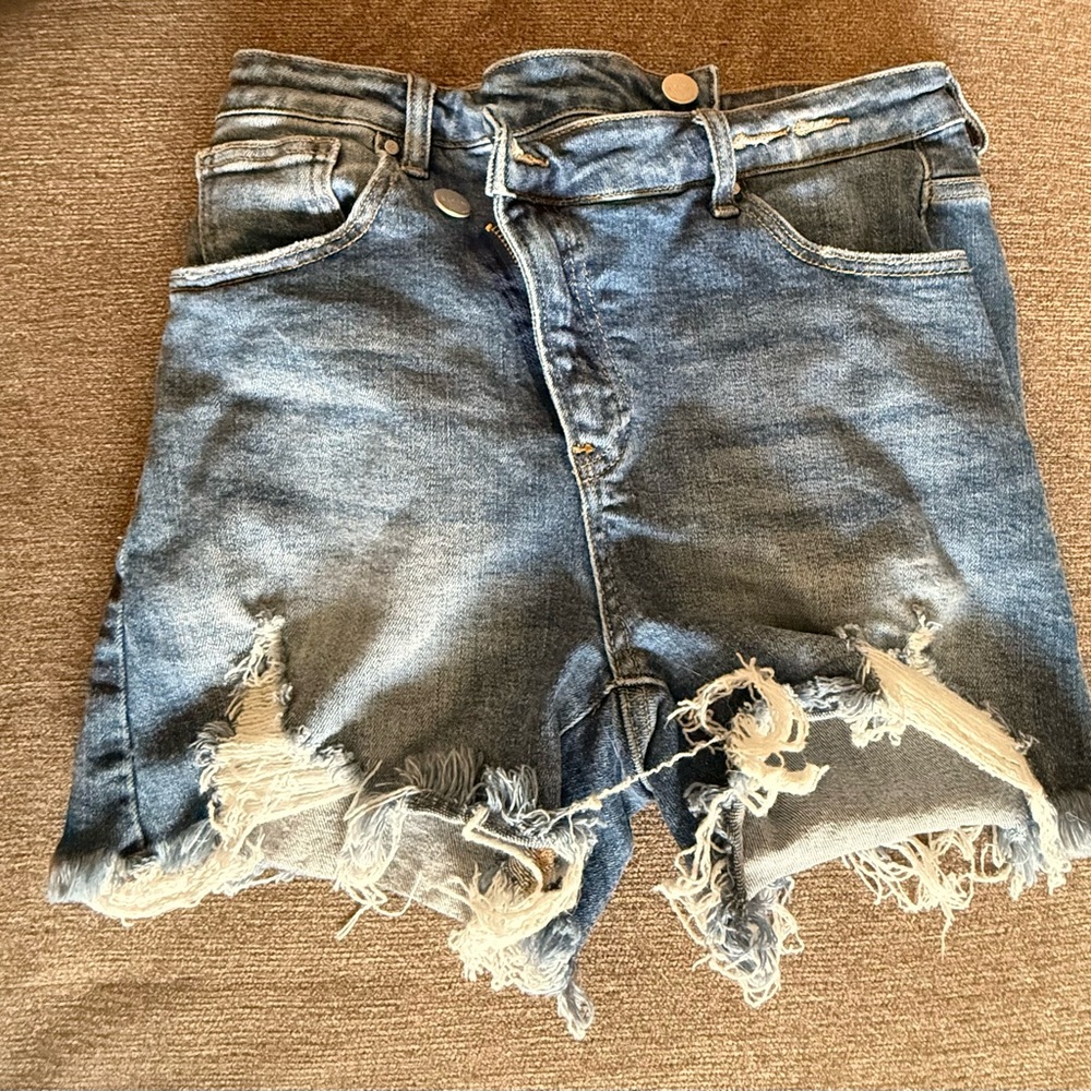 High Waist Distressed Denim Shorts